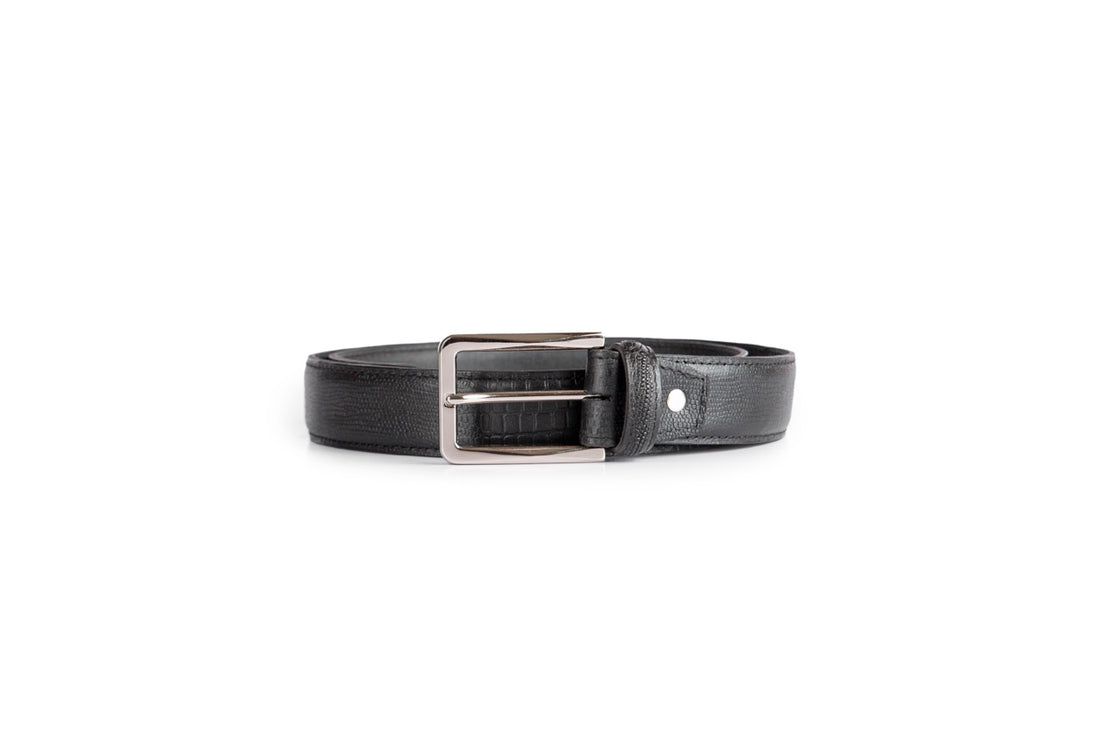 Crocodile Print Black Belt - The ShoeMakers & Co.